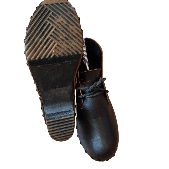 Unbranded Made In France Wooden Ankle Leather Boho Fall Winter Boots Black Sz 6 - Picture 11 of 13